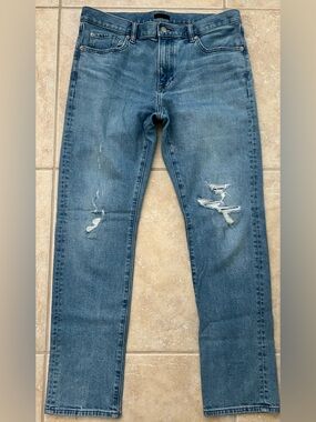Uniqlo Jeans Men’s Distressed Slim Straight Mid Rise Size 33